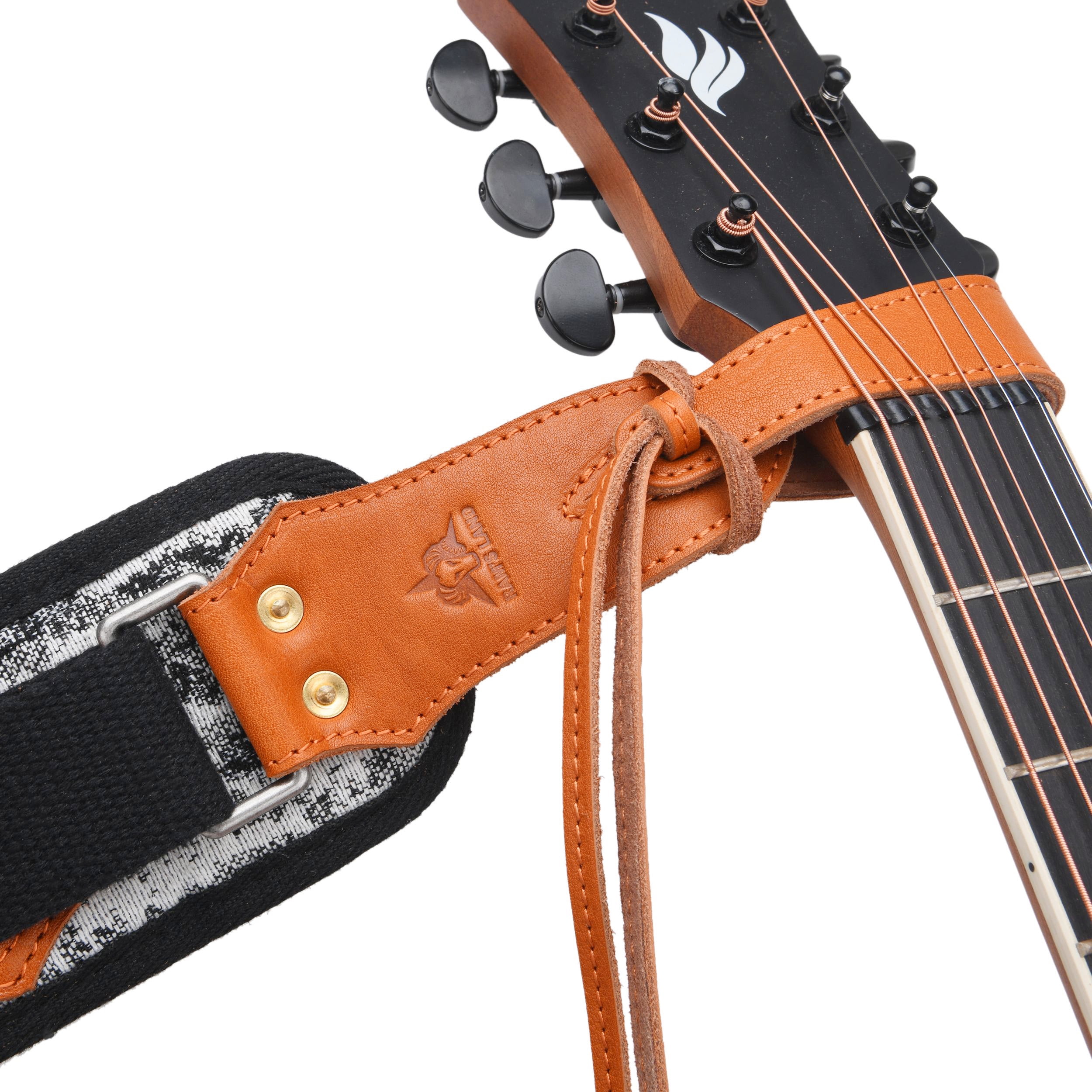 RAM'S LAND Adjustable Guitar Strap Handmade Leather Acoustic Electric Bass Guitar Straps