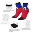 thumbnail image 4 of Women's Men's Haitian Flag Lightweight Ventilation Quarter Ankle Socks, 4 of 7