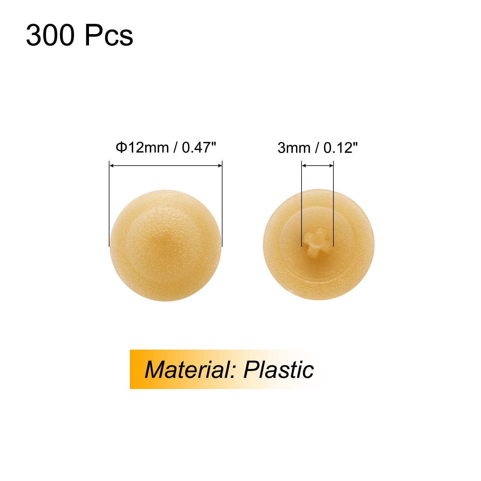 Unique Bargains 300Pcs Durable Plastic Screw Cap Covers Dark Yellow