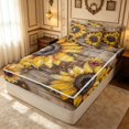 thumbnail image 3 of Erosebridal Tropical Blossom Zipper Queen Comforter Set with Fitted Sheet and 2 Pillowcases, Garden Flower Zipper Bedding Set, Reversible, Vintage Brown, Reversible, 3 of 7