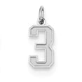 thumbnail image 1 of Sterling Silver Rhodium-plated Small Satin Number 3 Charm QPS03 (19mm x 7mm), 1 of 2