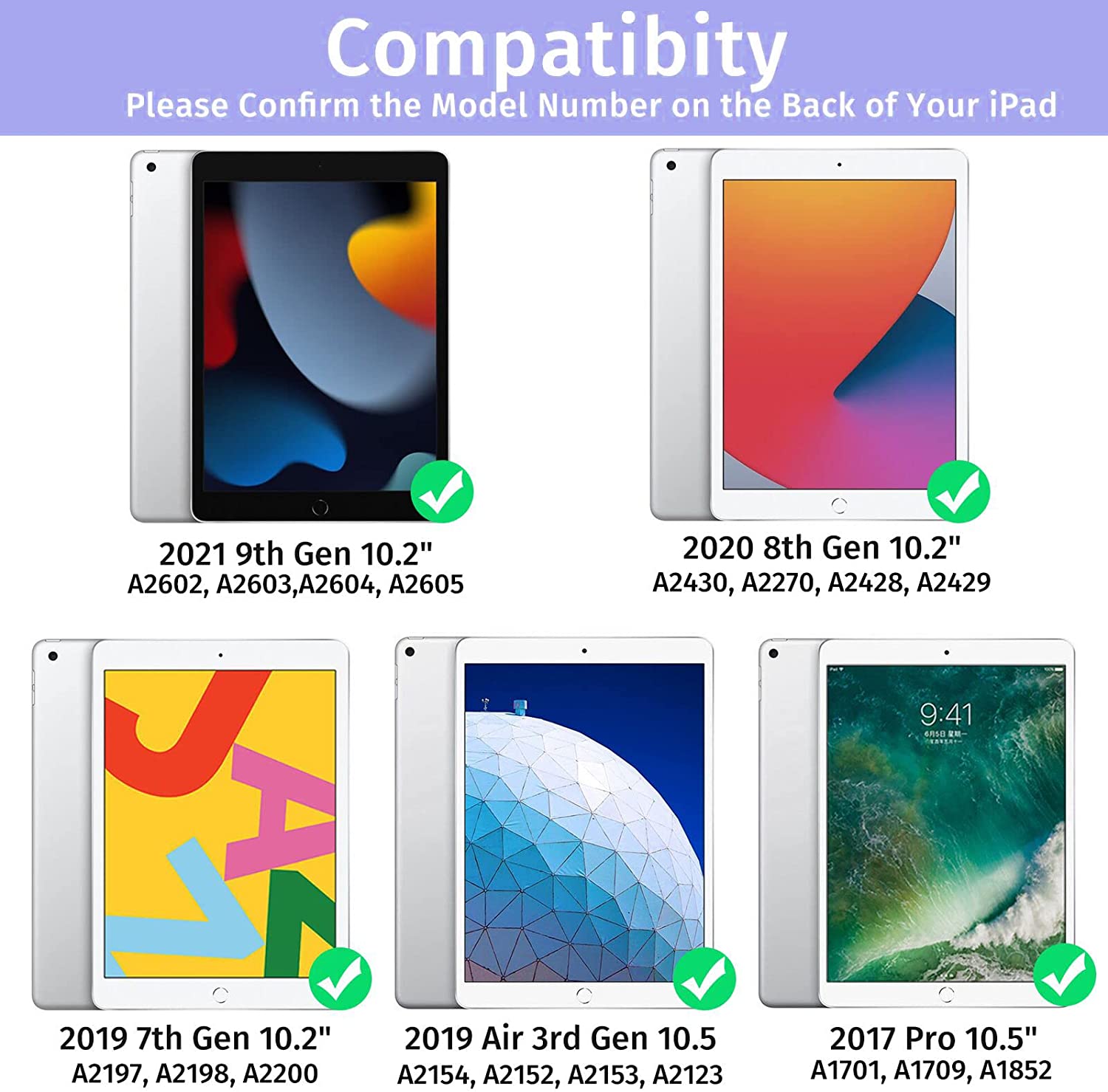 iPad Keyboard Case for iPad 10.2" 9th Gen 2021/8th Gen 2020, iPad Pro 10.5" Built-in Pencil Holder Backlit BT Keyboard Auto Sleep/Wake Function (Purple) - image 2 of 10