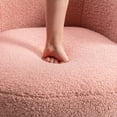 thumbnail image 5 of PORKISS Swivel Accent Chair, Armchair with Teddy Fabric, Barrel Chair with Black Powder Coating Metal Ring for Living Room, Bedroom, Light Pink, 5 of 8