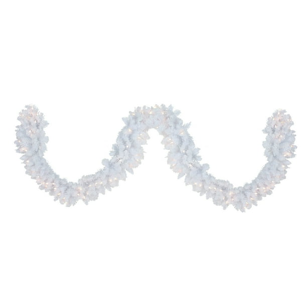 Northlight 9' x 12" Prelit Flocked Snow White Artificial Christmas