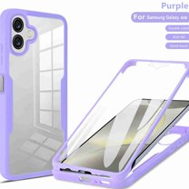 Dteck Clear Case for Samsung Galaxy A06 (2024), With Soft PET Screen Protector Full Body Protection Hard PC Back Shell Soft TPU Bumper Shockproof Rugged Cover, Purple