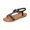 Black, variant on pwidon Women's Wedge Sandals Elastic Ankle Strap Open Toe Boho Slip On Orthopedic Arch Support Rhinestone Gemstone Casual Beach Walking Sandals Black 5.5