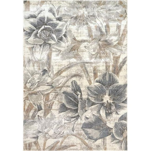 Dynamic Rugs BS246518900 Tapis Rectangulaire Transitionnel 2 Pi. x 3 Pi. 5 Po. Blossom 6518 - 900 Crème & Gris