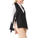 thumbnail image 4 of Chaleco de trabajo sin mangas con solapa de muesca para mujer Inspire Chic, negro, con un botón y cintura ajustable, 4 of 5
