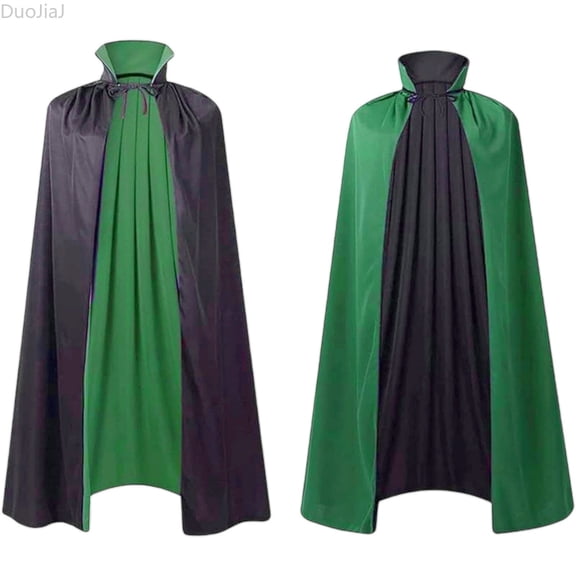 DuoJiaJ Womens Stand Collar Cape, Double Layer Gothic Cloak Green