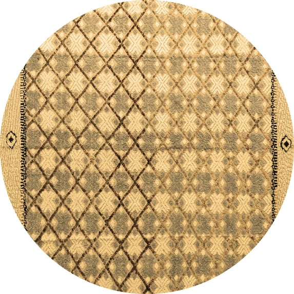 Ahgly Company Indoor Round Abstract Brown Modern Area Rugs, 4' Round