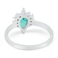thumbnail image 4 of Pear Teardrop Art Deco Ring Paraiba Tourmaline CZ 925 Sterling Silver Size 6, 4 of 7
