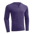 thumbnail image 2 of QUINDOS T Shirts for Men,Men Fall And Winter Fashion Casual Pullover Solid Color Splice Long Sleeve V-Neck Loose Outdoor Tee Shirts, 2 of 8