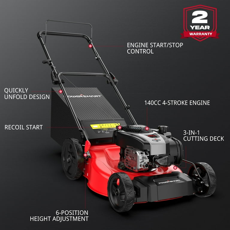 POWERSMART 21 inch Gas Push Lawn Mower 140 cc 4 Cycle Engine 2 in 1 Mower Walmart