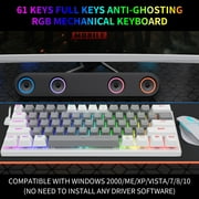 60% Wired Mechanical Gaming Keyboard, E-YOOSO RGB Backlit Ultra-Compact 61 Keys Hot Swappable Mini Waterproof Wired Office Keyboard with Red Switches for Windows, Mac OS Gamers (Grey White)