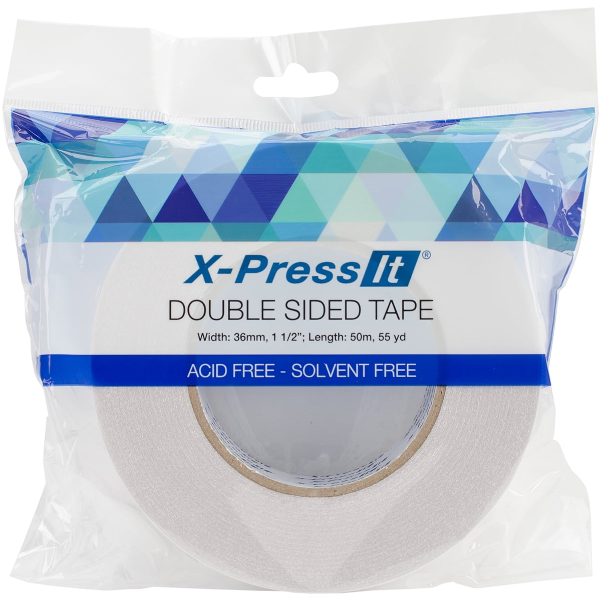 XPress It Double Sided Tissue Tape, LowTack, 1.5" x 55 yds, White