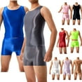 thumbnail image 2 of Mens Shiny Glossy Tracksuits Fitness Tank Top With Boxer Shorts Activewear Sets, 2 of 9