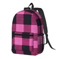 thumbnail image 3 of 17in Backpack With Pocket Adjustable Shoulder Strap Large Capacity Zipper Opening And Closing Double Pull Head Zipper For Work Travel Sports Hotpink Buffalo Plaid Check Tartan Scotland_2, 3 of 8