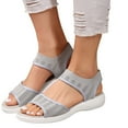 thumbnail image 2 of BYHONG Women's Thick Sole Wedge Sandals - Breathable Fashionable Beach Sandals for Women, Comfortable Summer Slide Sandals Grey 7, 2 of 6