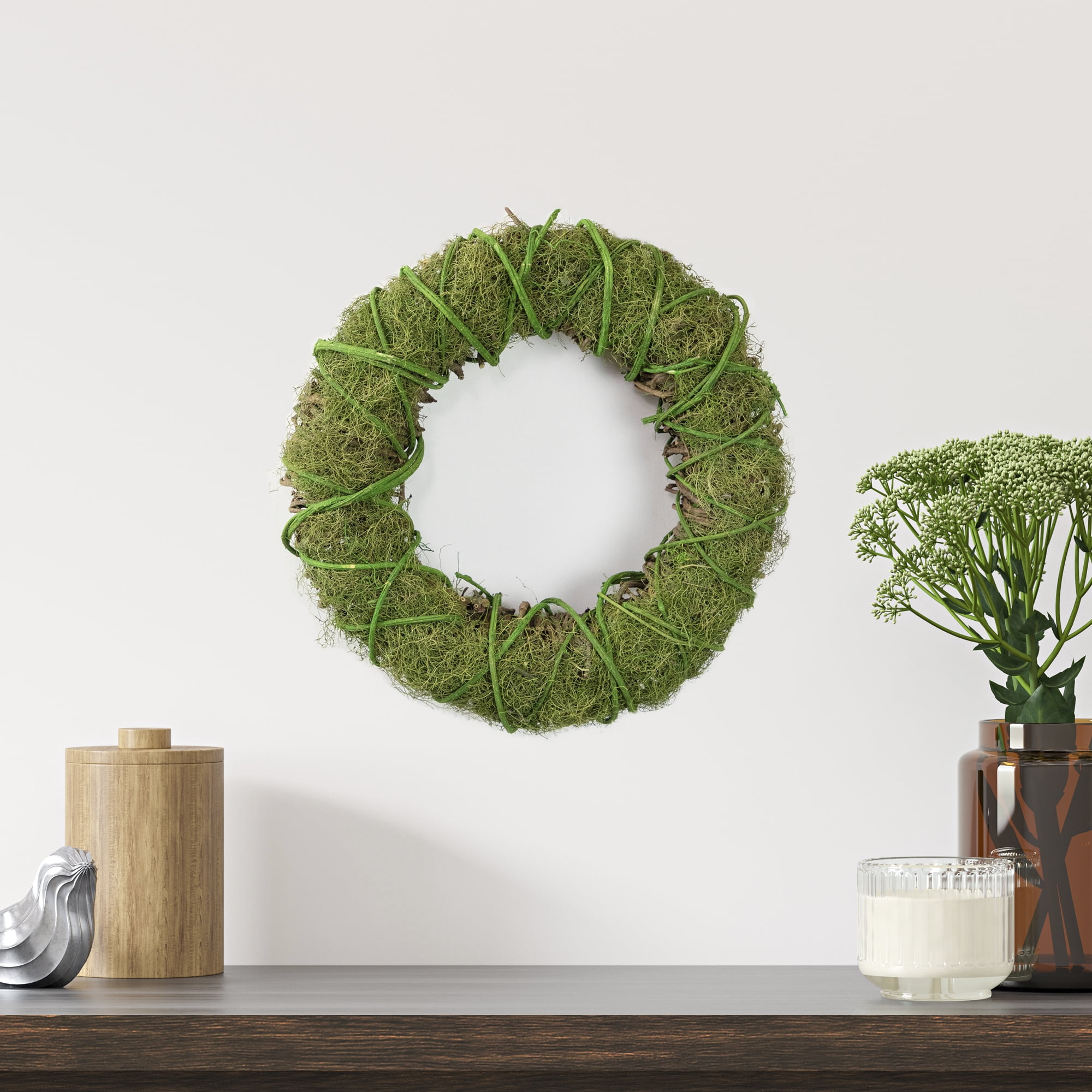 Northlight Vine and Moss Artificial Twig Wreath - 15"
