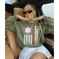thumbnail image 3 of Patriotic Baseball Sweatshirt for Women, Men & Kids - Game Day USA Flag Sports Pullover Army Green Sweatshirt Adult Small, 3 of 7