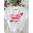 thumbnail image 3 of Valentine's Day Theme Printed Women's T-Shirt, Women's Valentine's Day Gift Casual, Fashionable, Comfortable, Soft, Athletic, Fitness, Daily, Outdoor, Home, Breathable, Crew neck Short Sleeve T-Shirt, 3 of 6