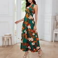 thumbnail image 3 of Easter Dresses For Women, Hawaiian Halter V Neck Floral Backless Bohemian Beach Flowy Maxi Dress Sexy Cocktail Women Black Dress Formal Gowns And Evening Dresses Maxi (S, Dark Green) ZMTing, 3 of 5