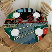 Tablecloth Themed Party Table Covers, Disposable Plastic Tablecloths for Birthday Party Supplies Railroad Track Party Decorations