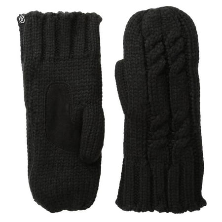 Cable Mitten - Isotoner Womens Chunky Black Cable Knit Mittens with Sherpasoft Lining