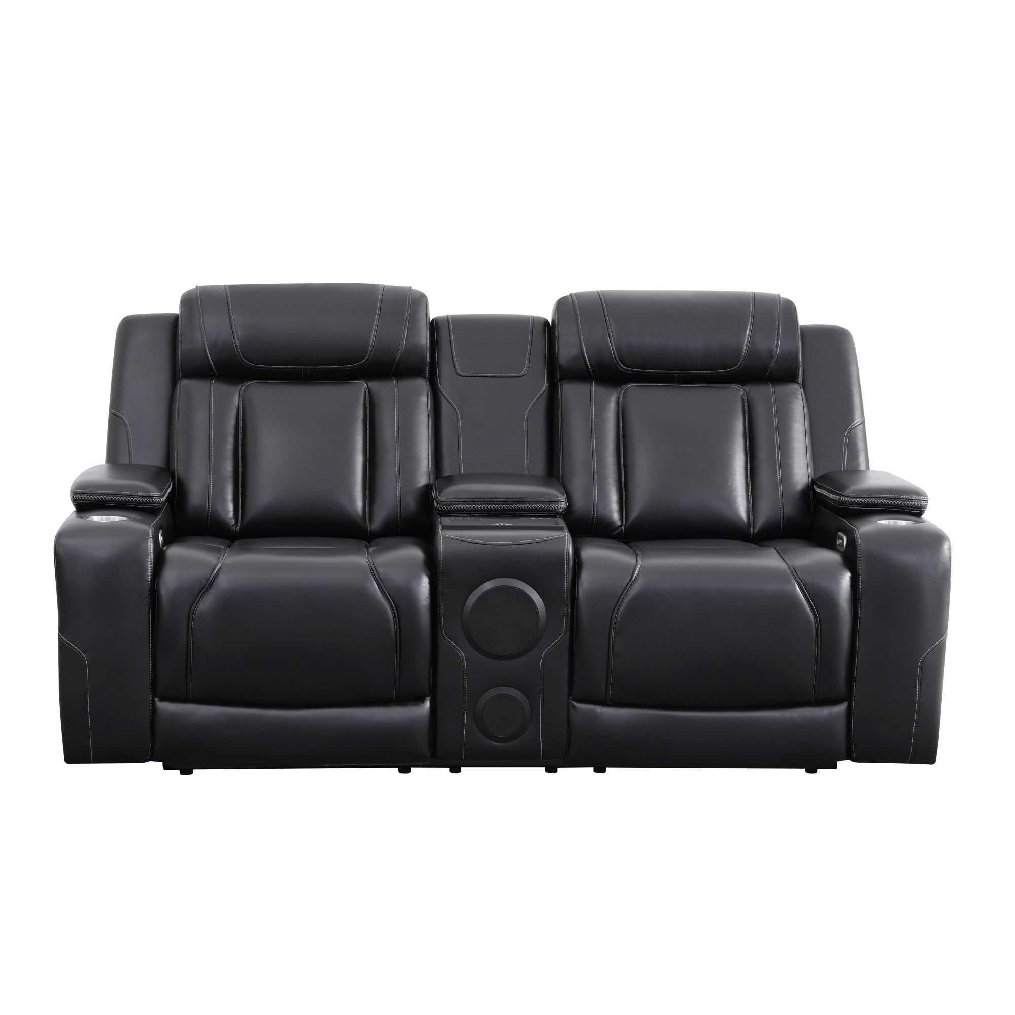Gewnee Power Recliner with Wireless Charging, LED Ambient Lights, Built in Bluetooth Speakers, USB & Type‑C Ports, Hidden Storage, Home Theater Seating with Cup Holders, Air Leather‑Black