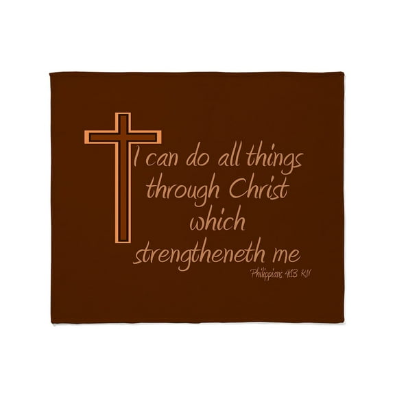 CafePress - Philippians 4 13 Brown Cross Throw Blanket - Soft Fleece Throw Blanket, 50"x60" for All Ages