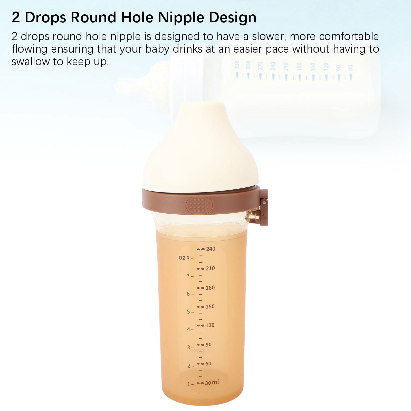M Buder 240ml Flip Top Baby Bottle Wide Neck Silicone Milk Bottle Drop Proof Cup for 3-6 Month Infant (8.1 oz / 240 ml) Anti-Colic