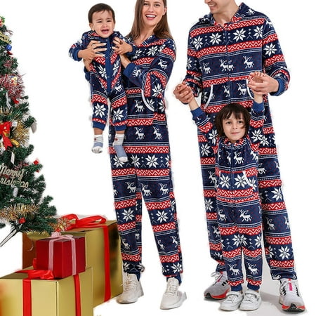 

URMAGIC Christmas Family Matching Fleece Warm Hooded Onesie Pajamas for Adult Kid Baby