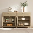 thumbnail image 5 of SICOTAS 30" Sideboards Buffets Cabinets with Drawer Set of 3, Boho Rattan Kitchen Storage Cabinets with Adjustable Shelves, Coffee Bar Station in Light Oak, 5 of 8