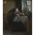thumbnail image 2 of Michael Ancher 12x14 Black Ornate Wood Framed Double Matted Museum Art Print Titled: The Artist's Wife Reading (1881), 2 of 5