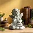 thumbnail image 7 of Resin Cherub Angel Figurines Set 4 Cute Praying Reading Cupid Statue Shelf Kitchen Desk Tabletop Home Decor Memorial Gift, 7 of 7
