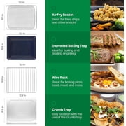 Air Fryer Oven, Large Countertop Convection Oven, 10-in-1 Combo, 6 Slices of Toast, Easy-Clean Enamel Baking Pan, Includes Recipes, Brushed Stainless Steel Finish