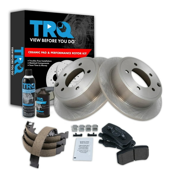 TRQ Rear Brake Pad & Rotor Kit BKA38720 Fits Select 2009-2014 Mitsubishi Lancer