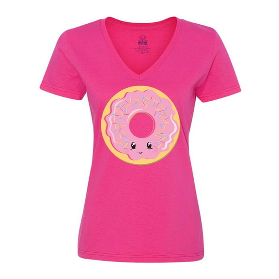 Inktastic Light Pink Donut Women's V-Neck T-Shirt