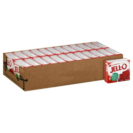 (24 pack) Jell-O Strawberry Gelatin Dessert Mix, 3 oz Box