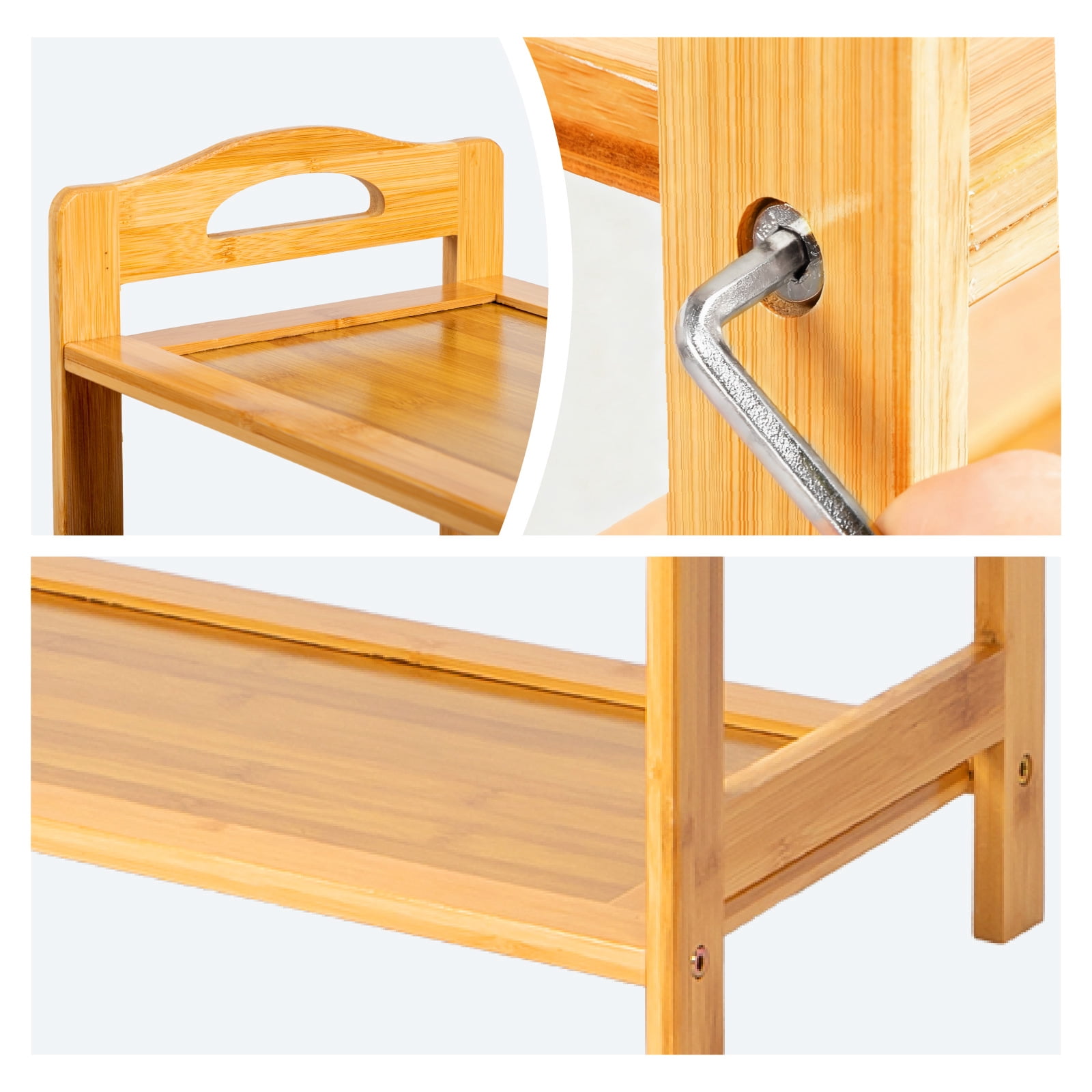 5 Tier Natural Bamboo Shoe Rack Eco Friendly 15 Pairs Capacity Slim Space Saving Open Shelf for Entryway Closet Hallway Apartment