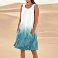 thumbnail image 2 of Women's Floral Print Sleeveless Tank Dress Loose Fit Beach Sundress with Hidden Pockets and Adjustable Straps for Poolside Lounging,Light Blue XL, 2 of 5