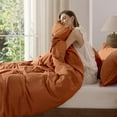 thumbnail image 6 of 100% Washed Cotton Duvet Cover Queen Size - Burnt Orange Minimalist Cotton Duvet Cover Linen Like for All Seasons - GentleSoft™ Plain Simple Bedding (Burnt Orange, Queen, 90"x90"), 6 of 9