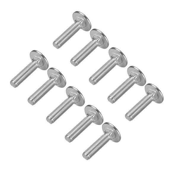 Unique Bargains Carriage Bolts, Neck Carriage Bolt, Round Head, Square Neck, Stainless Steel M6x25mm 10 pcs