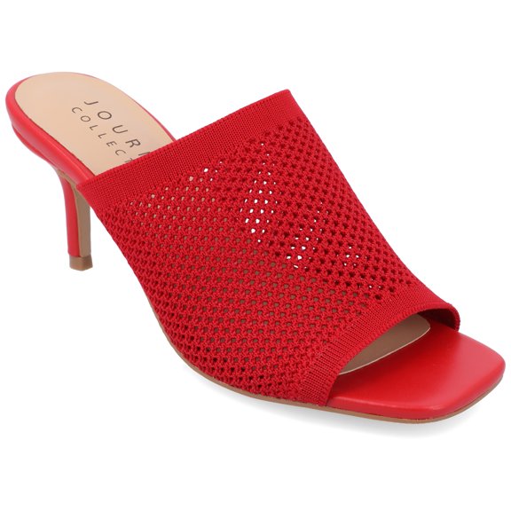 Journee Collection Womens Leighton Soft Knit Slip On Open Toe Pumps