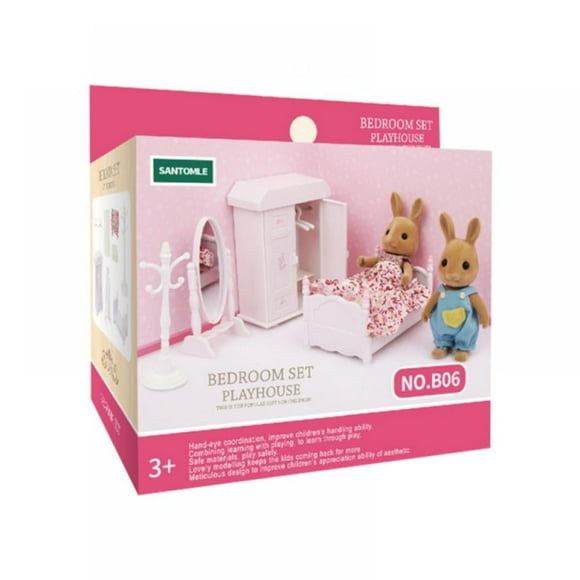 JANDEL Calico Critters Deluxe Kozy Bedroom Set Fashion Animal house Playset Bed Furniture and Accessories Included (Only Furniture)