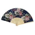 thumbnail image 2 of YAOMOBB Elegant Folding Fan Double Sided Flower Pattern Bamboo Catwalks Lightweight Hand Held Party Props, 2 of 7