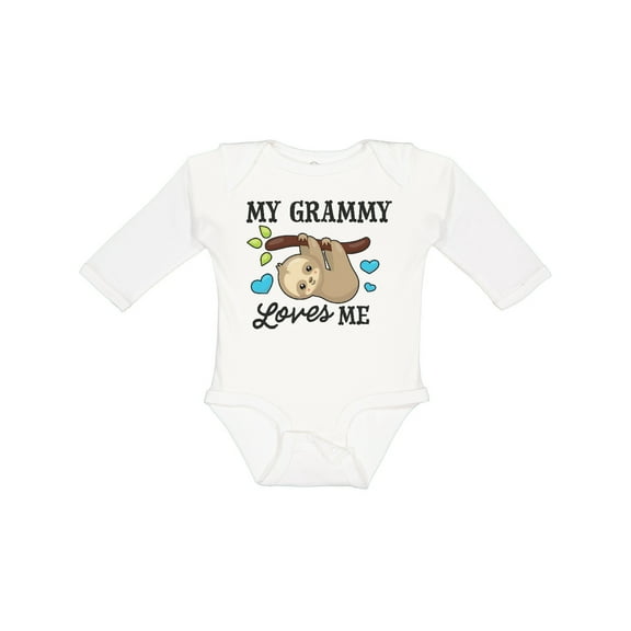 Inktastic My Grammy Loves Me with Sloth and Hearts Boys or Girls Long Sleeve Baby Bodysuit