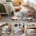 thumbnail image 6 of Christmas Elk, Round Area Rug 5 FT, Non Slip Bedroom Area Rug, Forest Winter Snowy Deer Tree Washable Soft Circular Carpet Non-Shedding Floor Mat for Kitchen Dining Room Foyer Balcony Dorm, 6 of 9