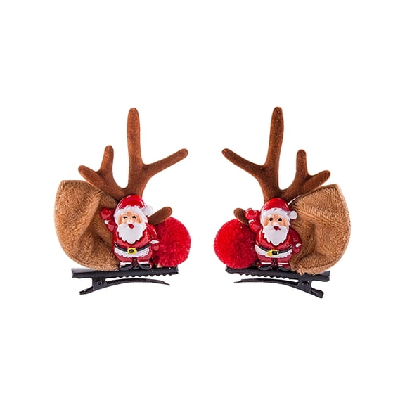 YOHAVEN Christmas Reindeer Antlers Hair Clip Cute Holiday Hair Accessories for Party Costume Photoshoot Festive Seasonal Dress Decor