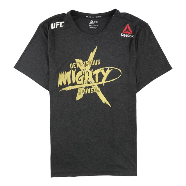 Reebok Demetrious Mighty Johnson Camiseta gráfica para hombre, gris, XX-Large